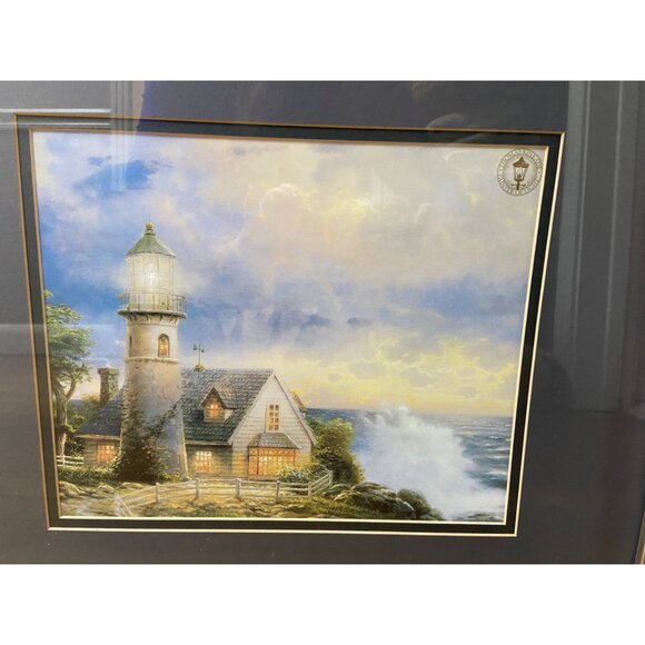 Thomas Kinkade Wall Art A LIGHT IN THE STORM 2005 Silver Colored Wooden Frame - Picture 4 of 7